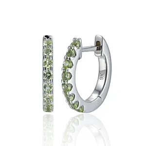 9ct White Gold Peridot Hoop Earrings
