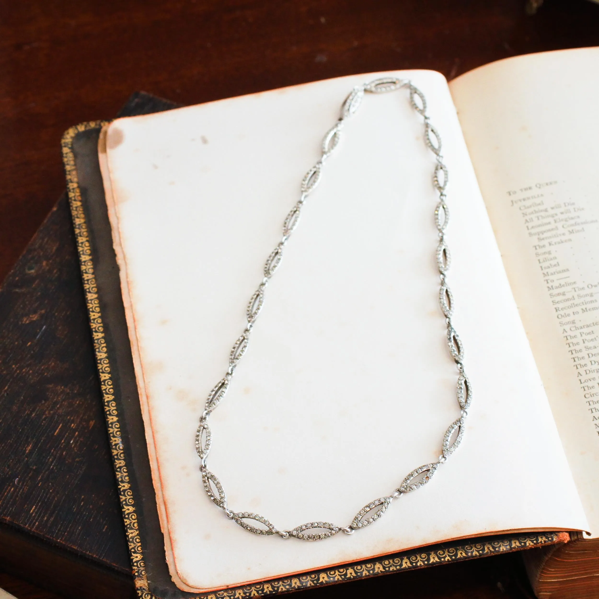 A Fine French Silver Paste Riviere Necklace