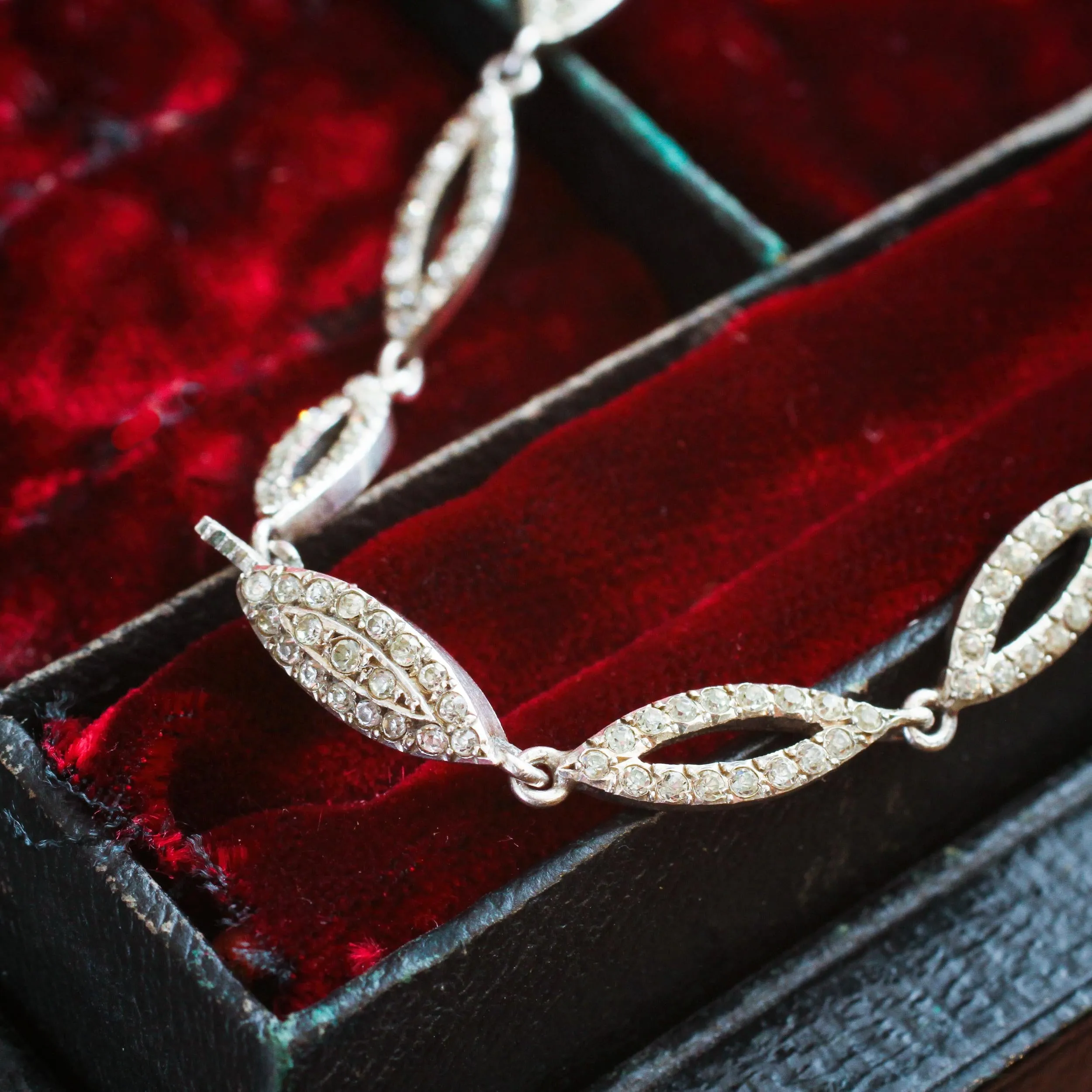 A Fine French Silver Paste Riviere Necklace