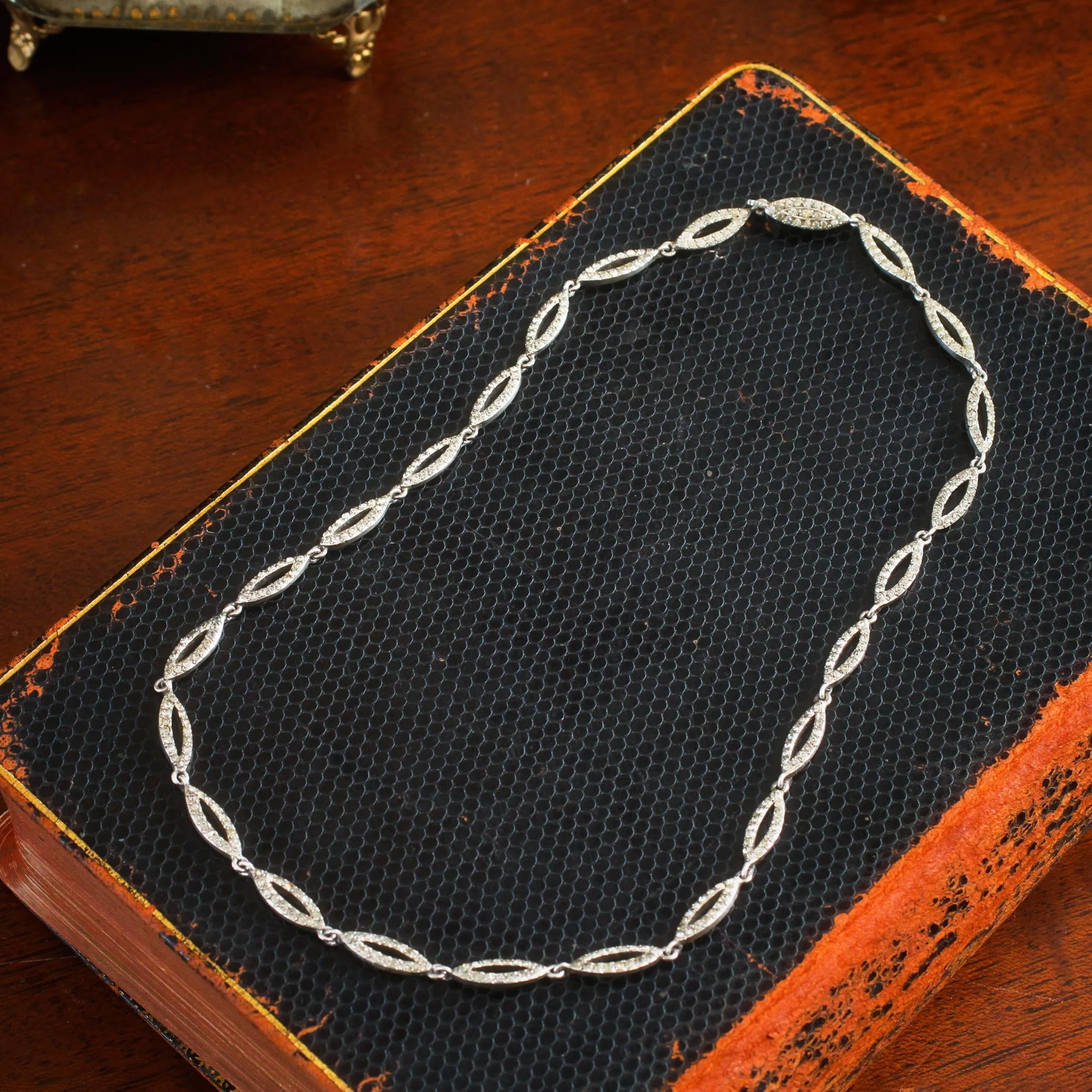 A Fine French Silver Paste Riviere Necklace