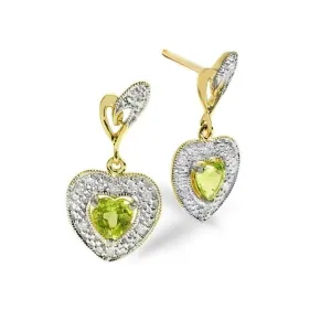 Acotis Diamonds 9K Gold 0.07ct Diamond 9mm Peridot Earrings F2227