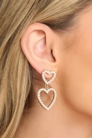 All About Us Pearl Heart Earrings