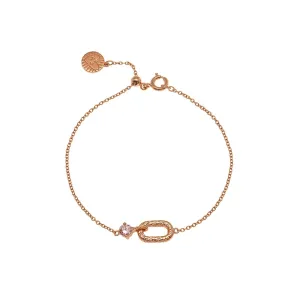 Alma Vintage Oval Bracelet Rose Pink CZ and Rose Gold