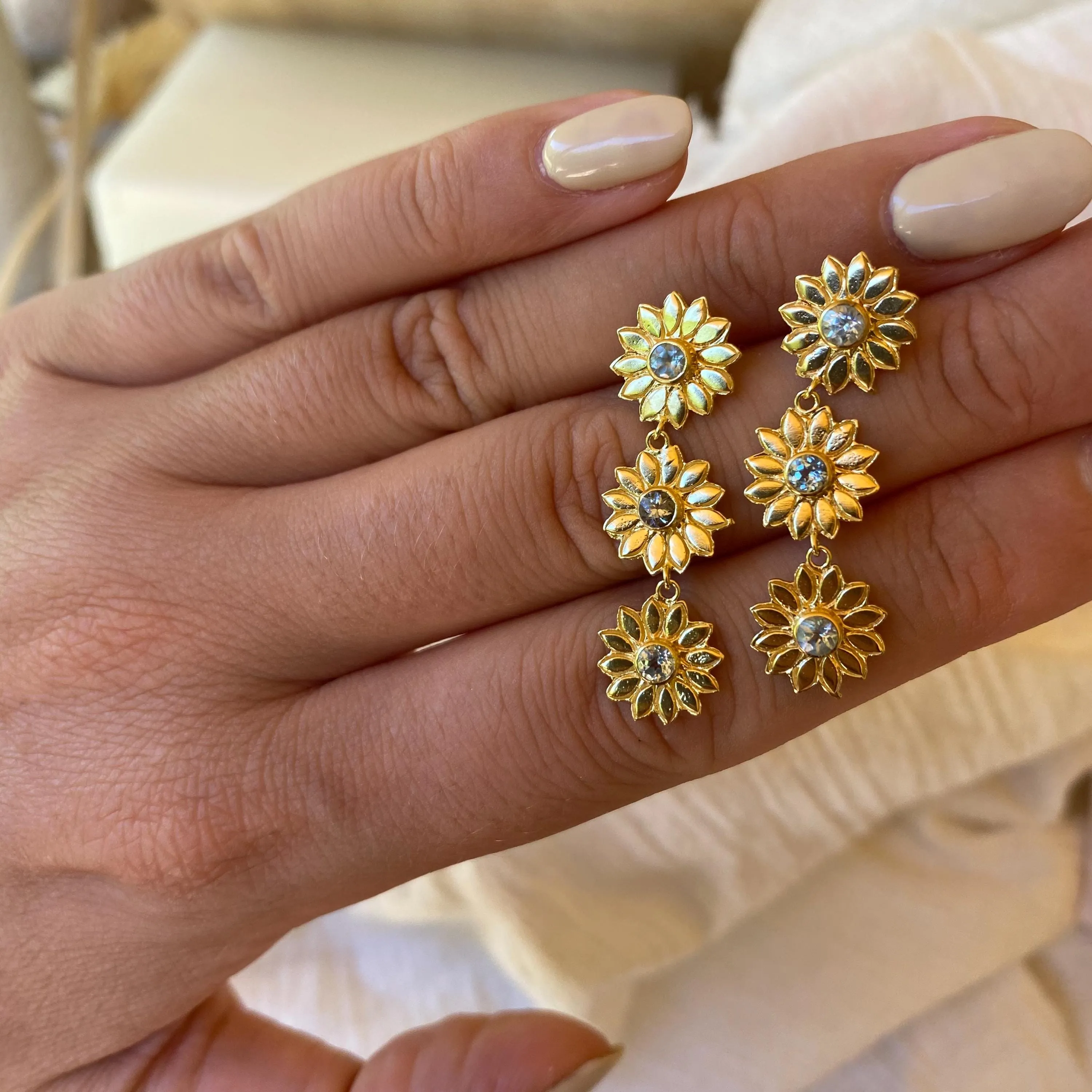 Amongst of the Flower Blue Topaz 14K Gold Vermeil