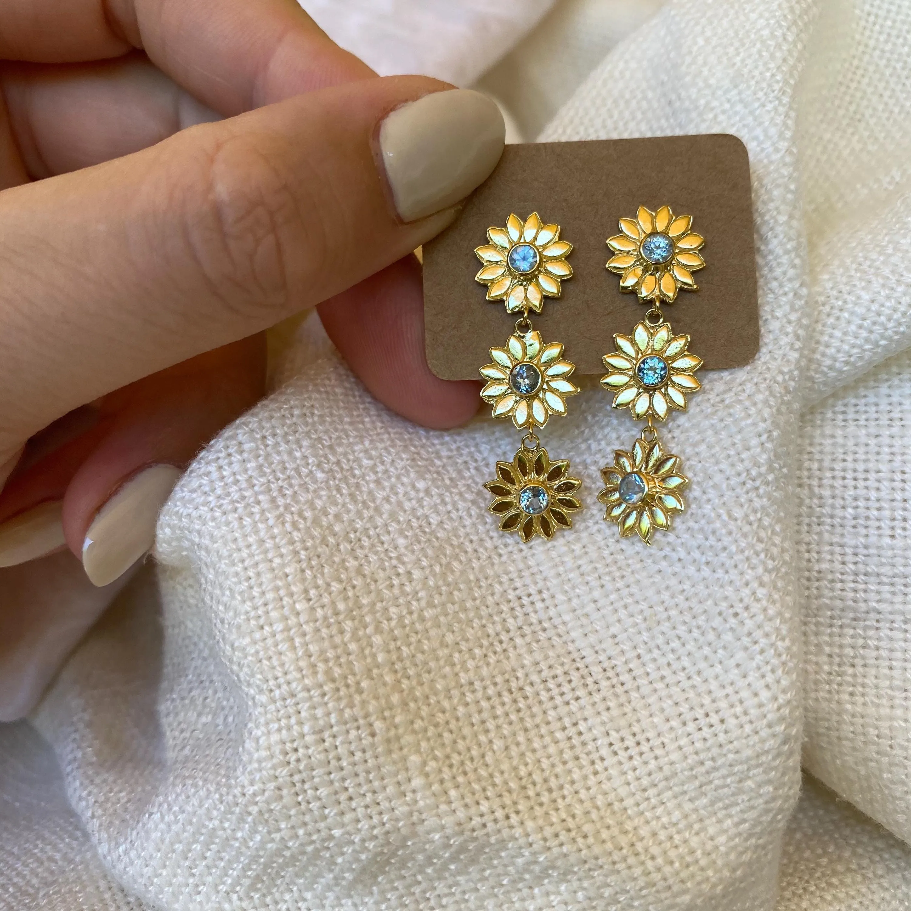 Amongst of the Flower Blue Topaz 14K Gold Vermeil