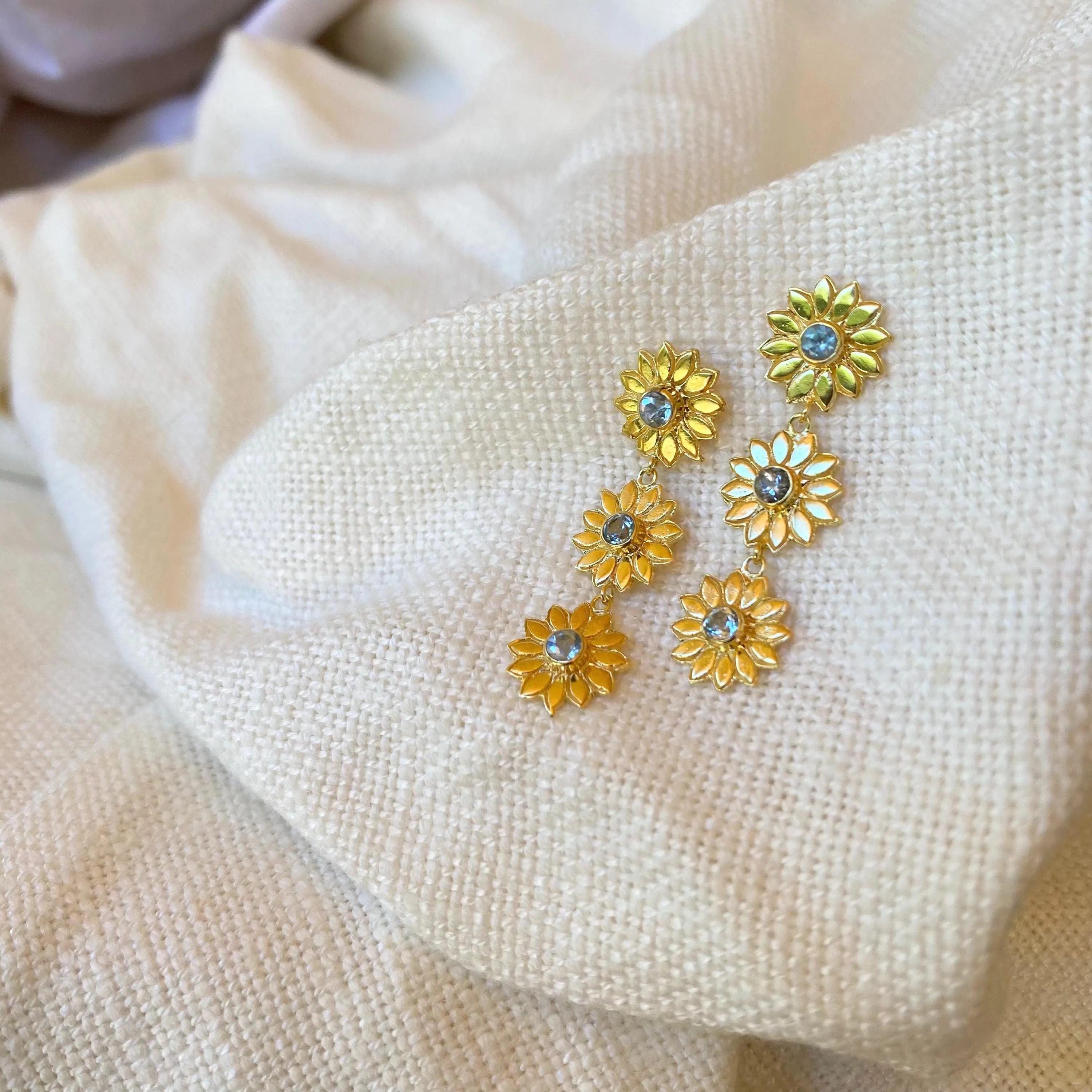 Amongst of the Flower Blue Topaz 14K Gold Vermeil