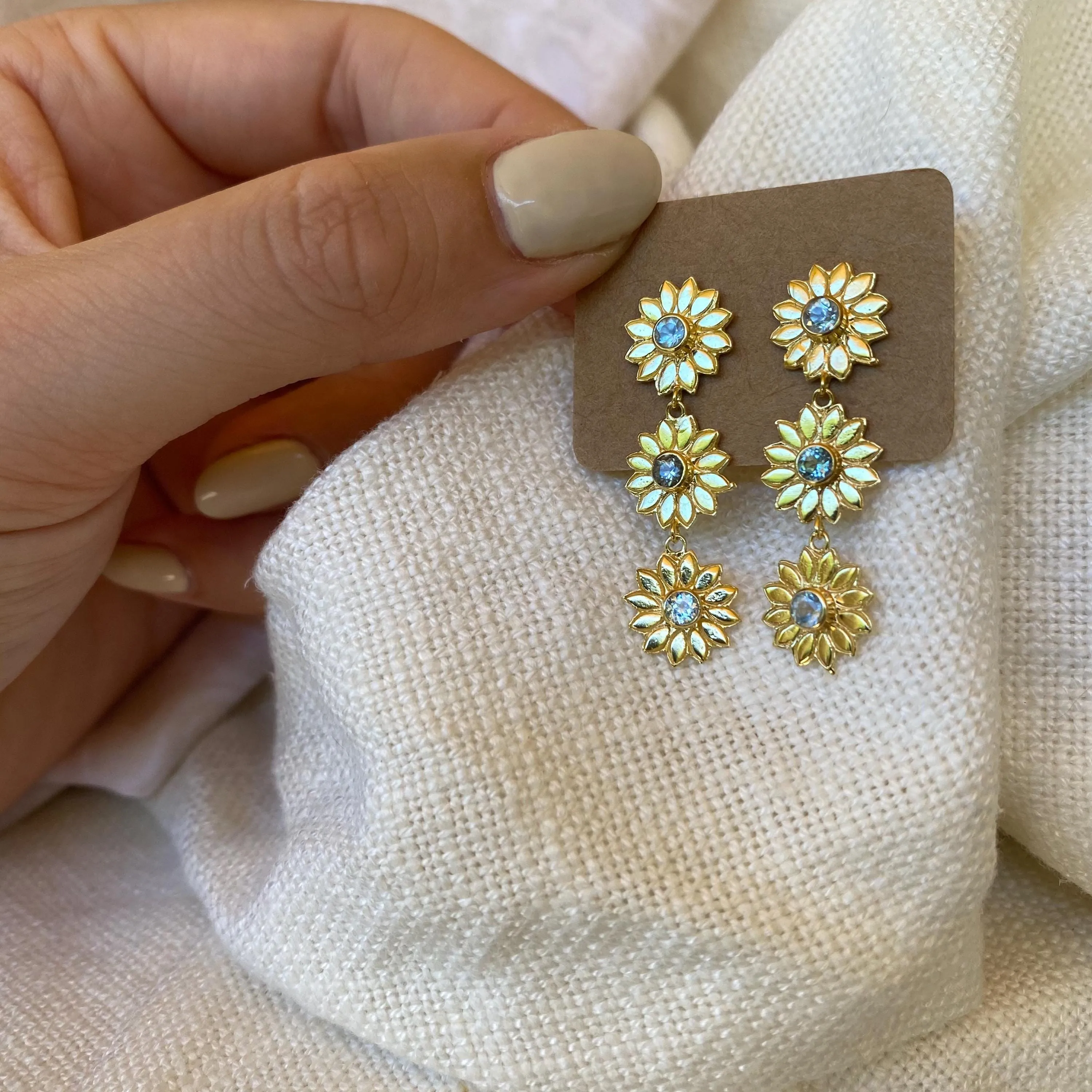 Amongst of the Flower Blue Topaz 14K Gold Vermeil