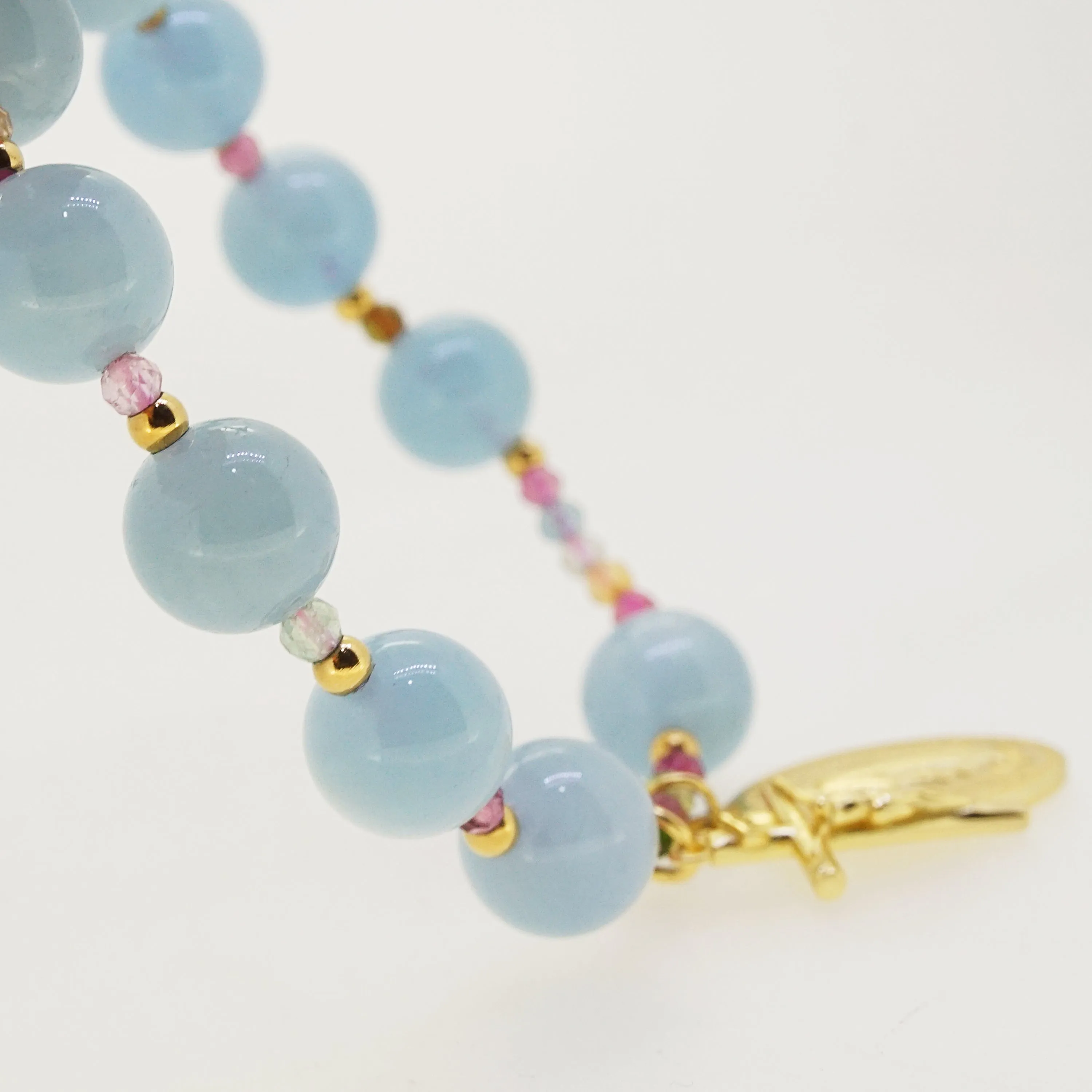 Aquamarine 10mm and AA-Grade Multicolored Tourmaline Faceted 3mm