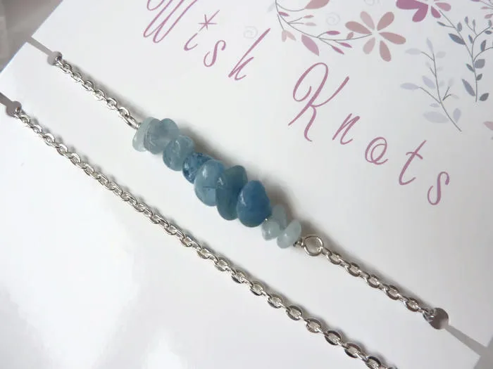 Aquamarine Bracelet - Gemstone Wrap Bracelet. Layering wrap Bracelet. Birthstone for March