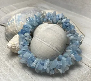 Aquamarine chip crocheted bracelet