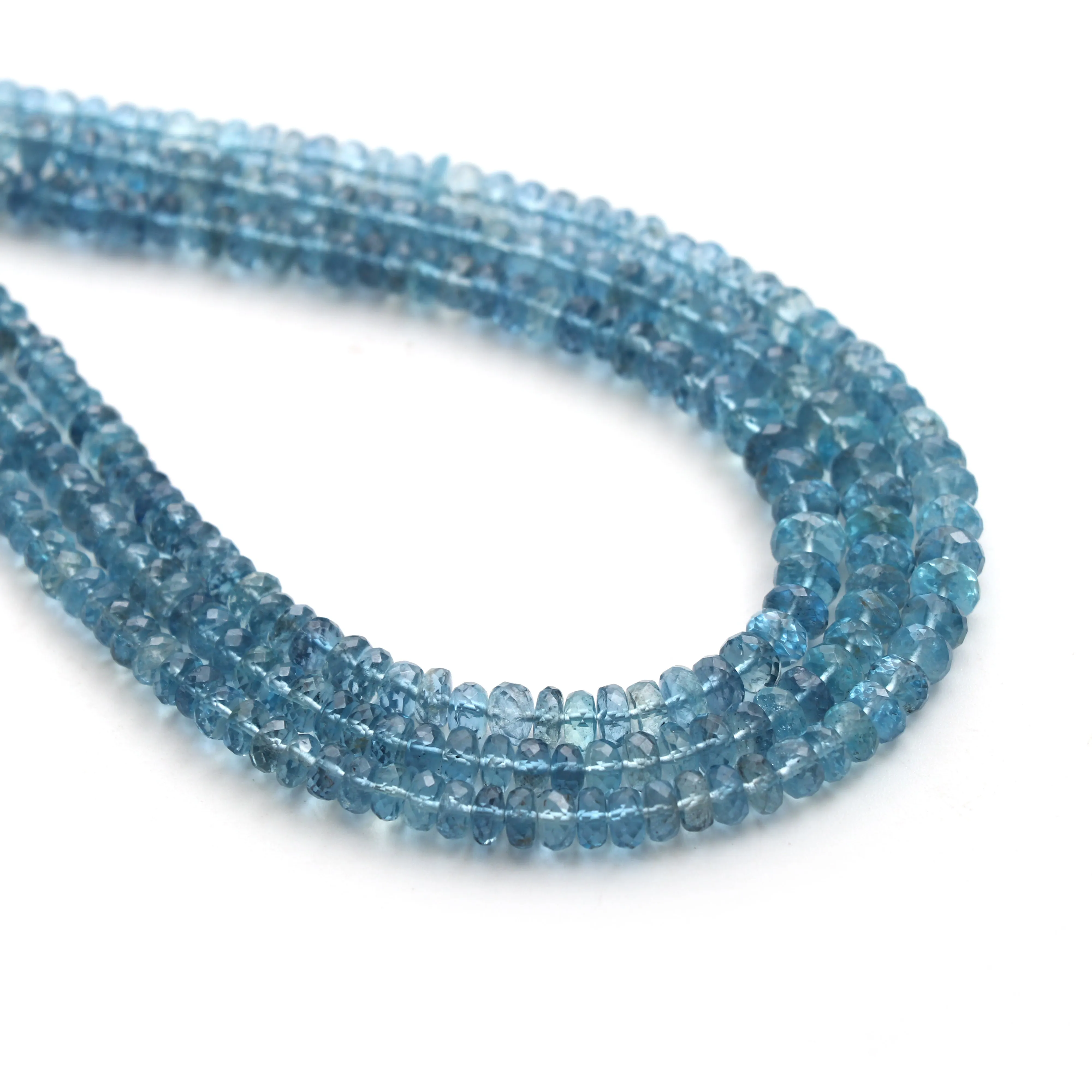 Aquamarine Faceted Rondelle Beads, 3.5 mm to 5.5 mm, Aquamarine Jewelry Making Beads, 18 Inches Full Strand, Price Per Strand