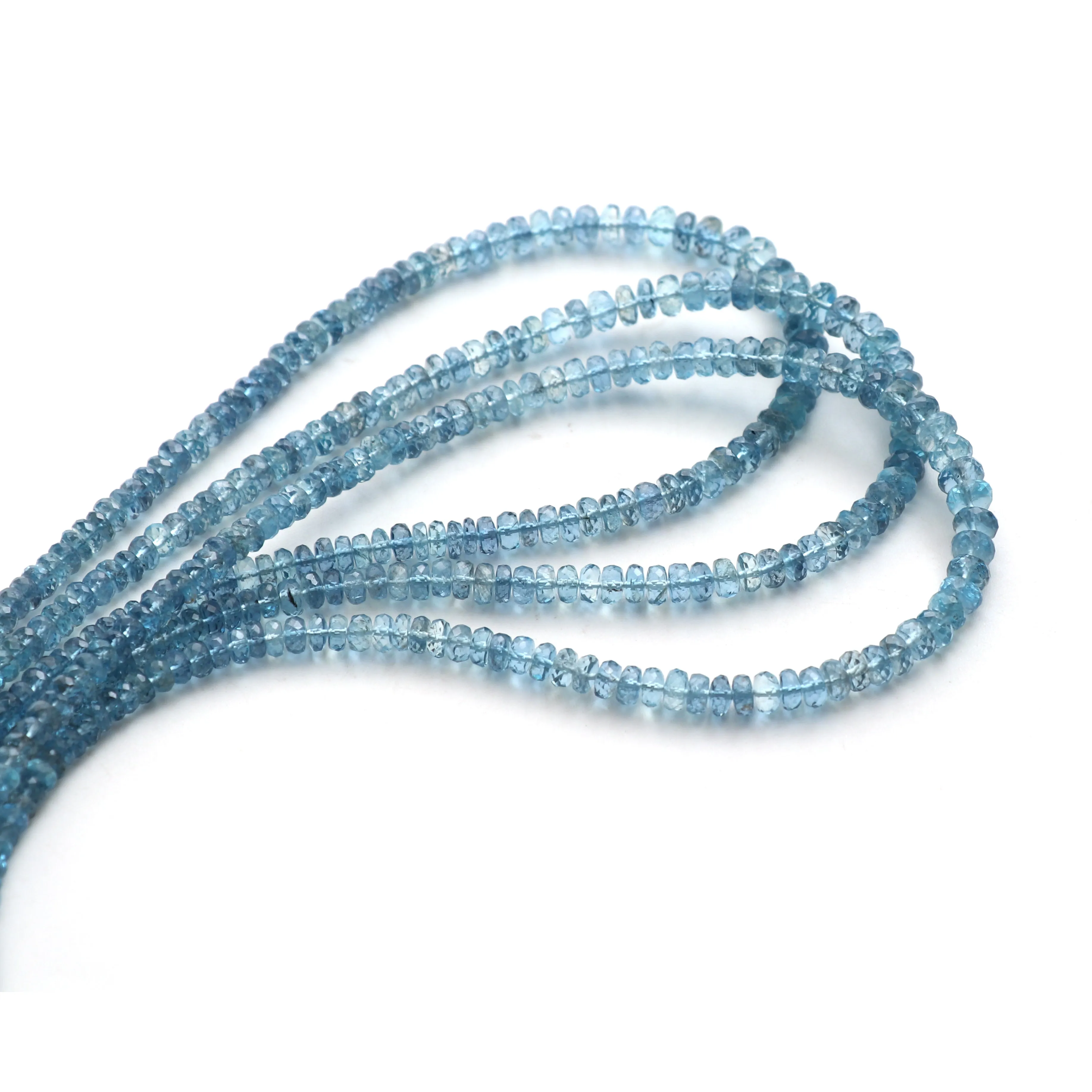 Aquamarine Faceted Rondelle Beads, 3.5 mm to 5.5 mm, Aquamarine Jewelry Making Beads, 18 Inches Full Strand, Price Per Strand