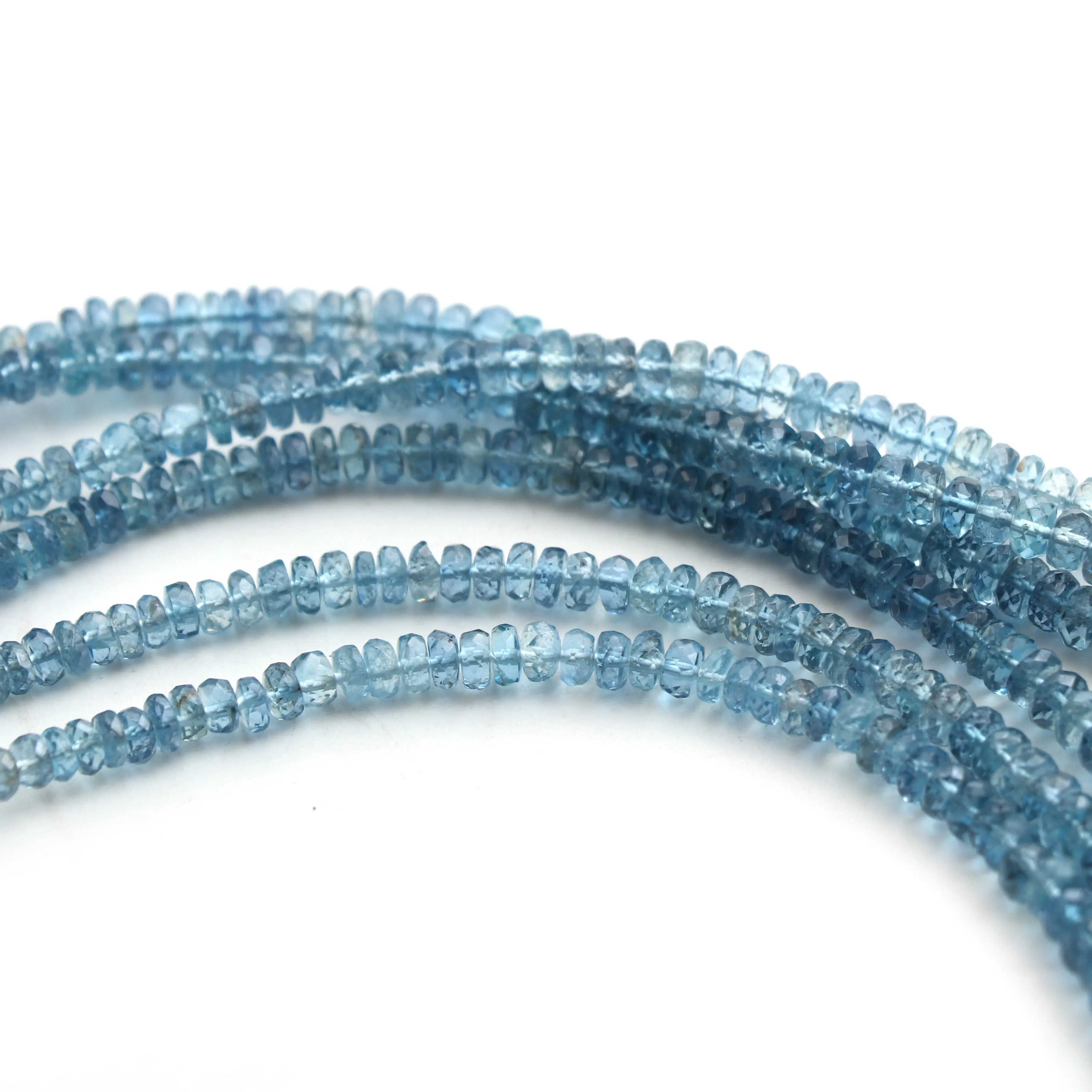Aquamarine Faceted Rondelle Beads, 3.5 mm to 5.5 mm, Aquamarine Jewelry Making Beads, 18 Inches Full Strand, Price Per Strand