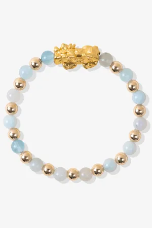 Aquamarine Infinite Fortune 18k Gold Vermei Pixiu Feng Shui Bracelet