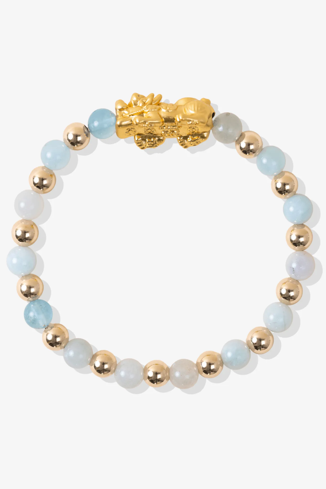 Aquamarine Infinite Fortune 18k Gold Vermei Pixiu Feng Shui Bracelet