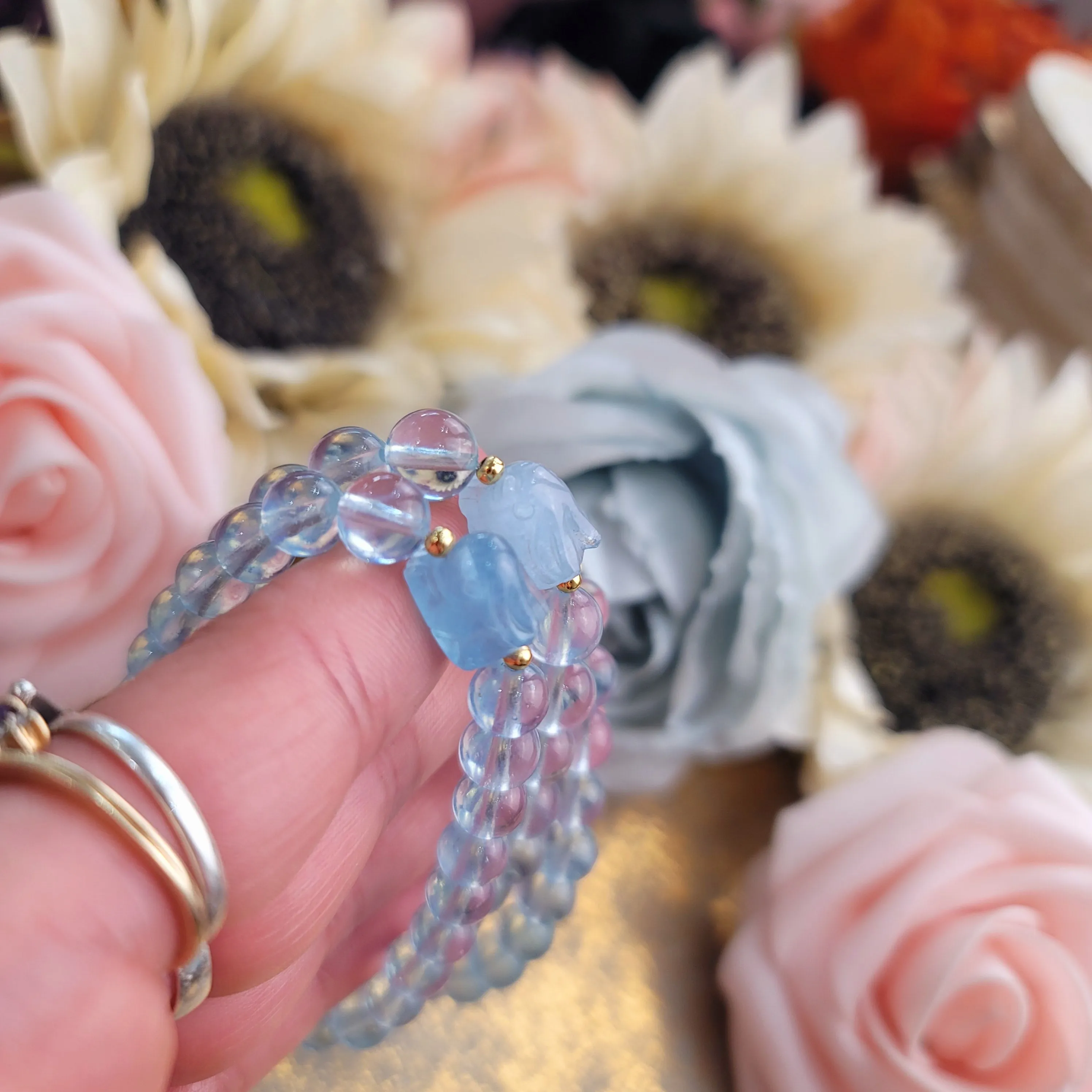 Aquamarine Lucky Bunny Bracelet for Calm Communication