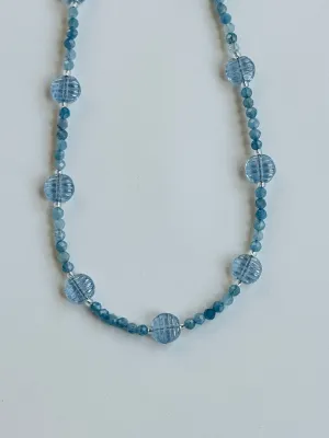 Aquamarine Necklace with Vintage Glass Beads