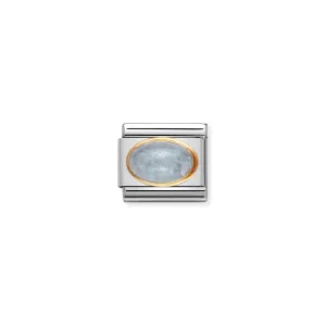 Aquamarine Oval Charm - 18K Gold