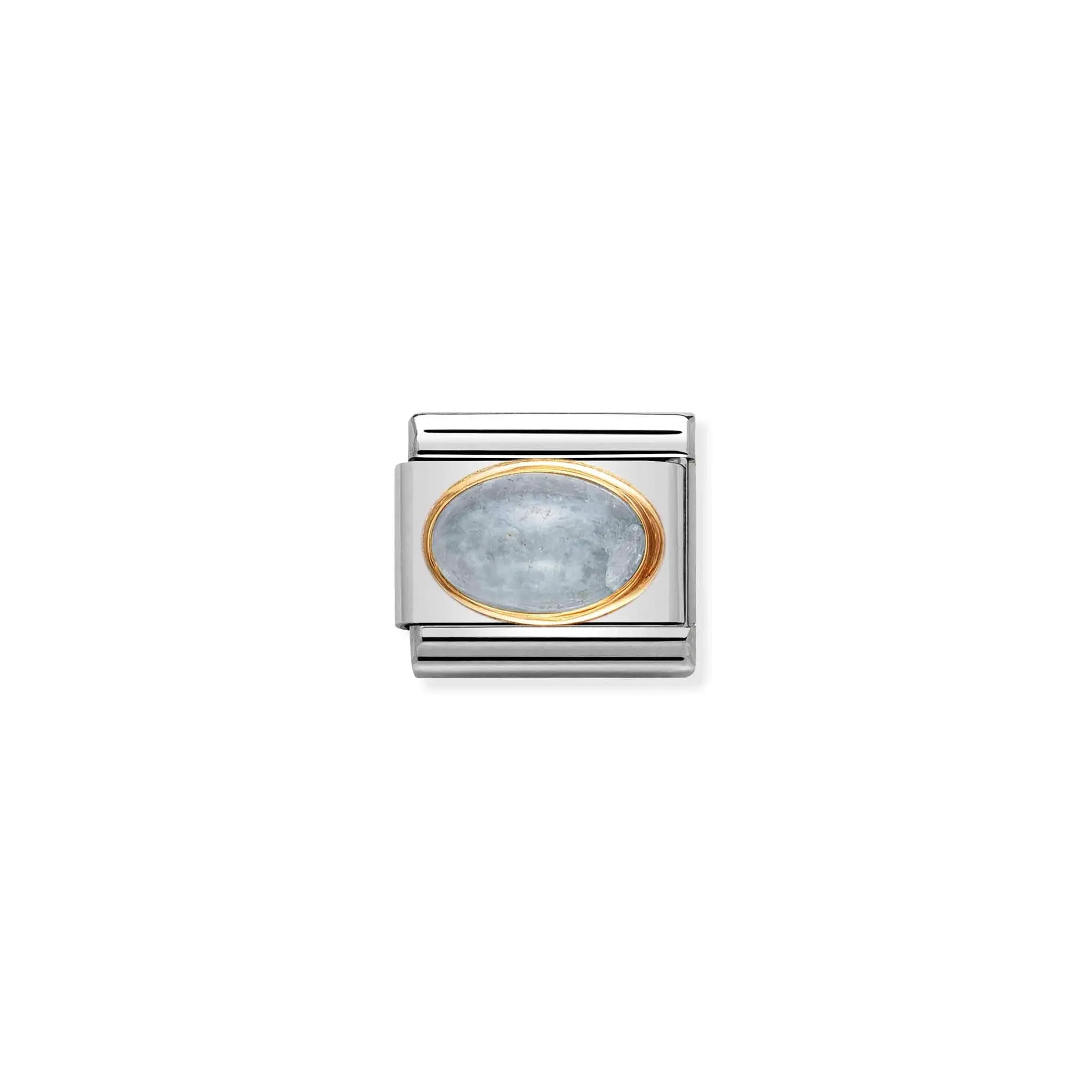 Aquamarine Oval Charm - 18K Gold