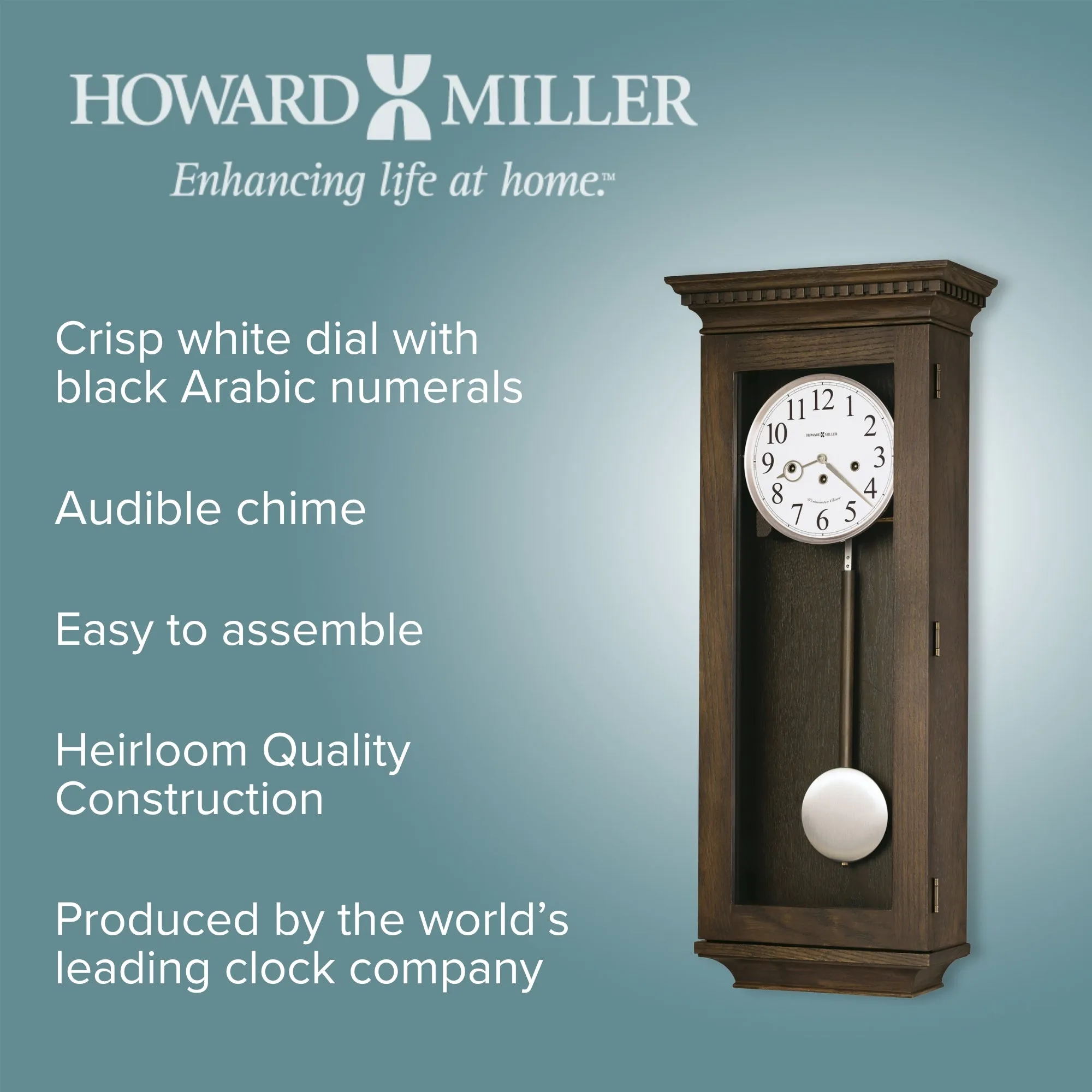 Artemus Westminster Chime Wall Clock 85cm