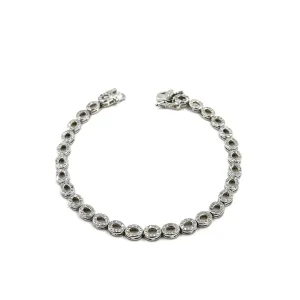 Ashley Gold Sterling Silver CZ Circle Bead Set Tennis Bracelet