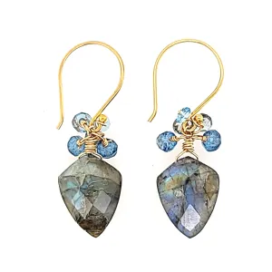 AVF Gold Labradorite, Topaz & Aquamarine Earrings (SI2900)