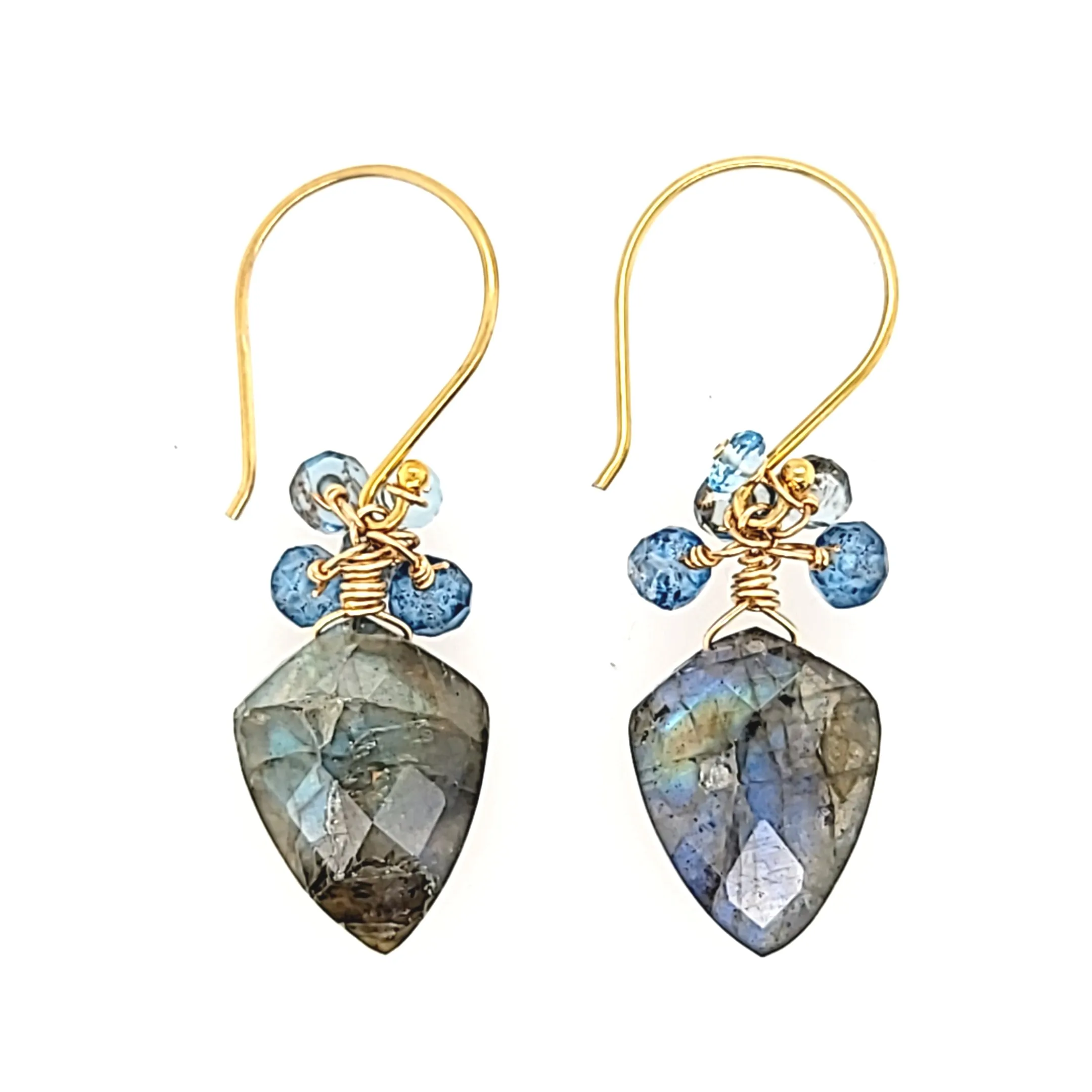 AVF Gold Labradorite, Topaz & Aquamarine Earrings (SI2900)