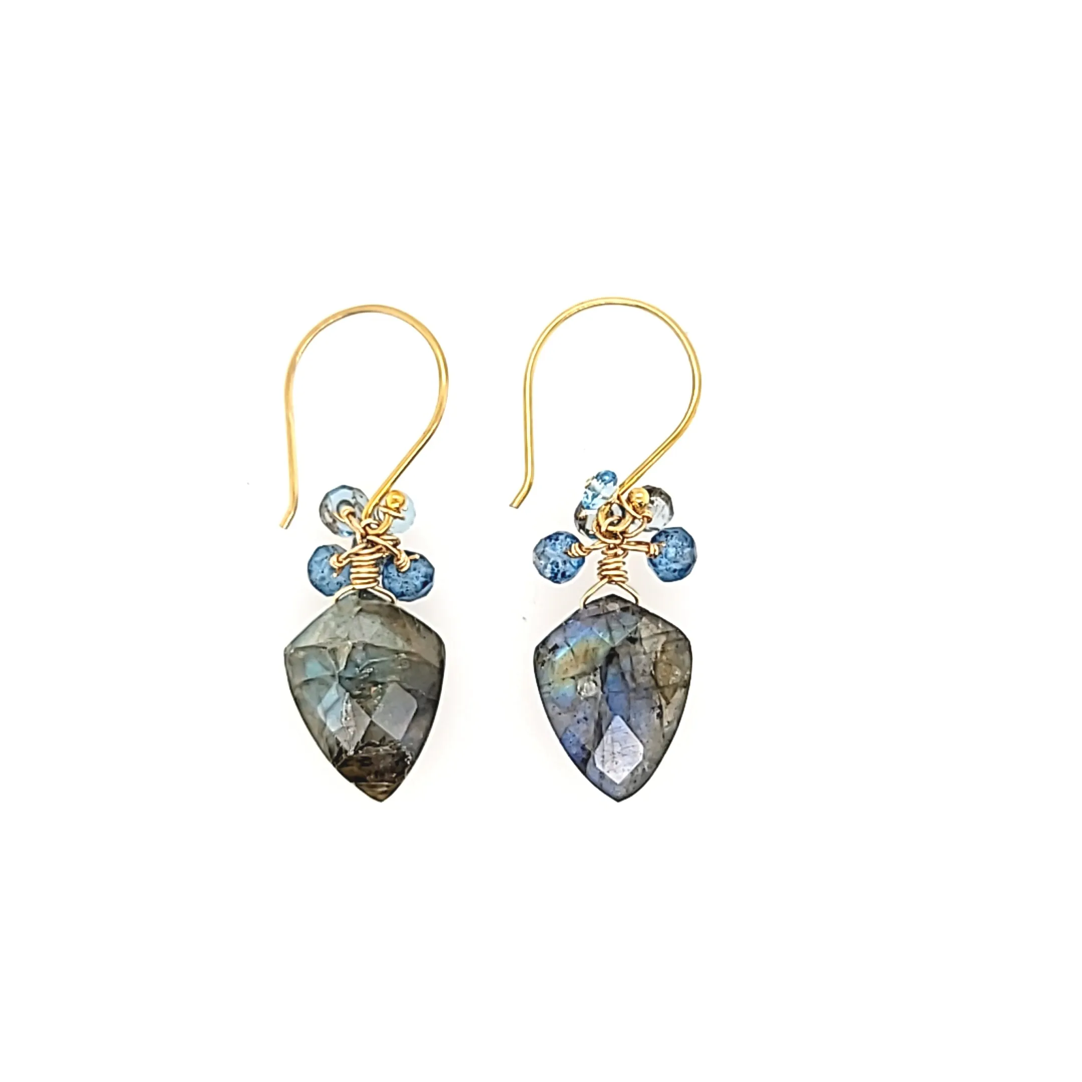 AVF Gold Labradorite, Topaz & Aquamarine Earrings (SI2900)