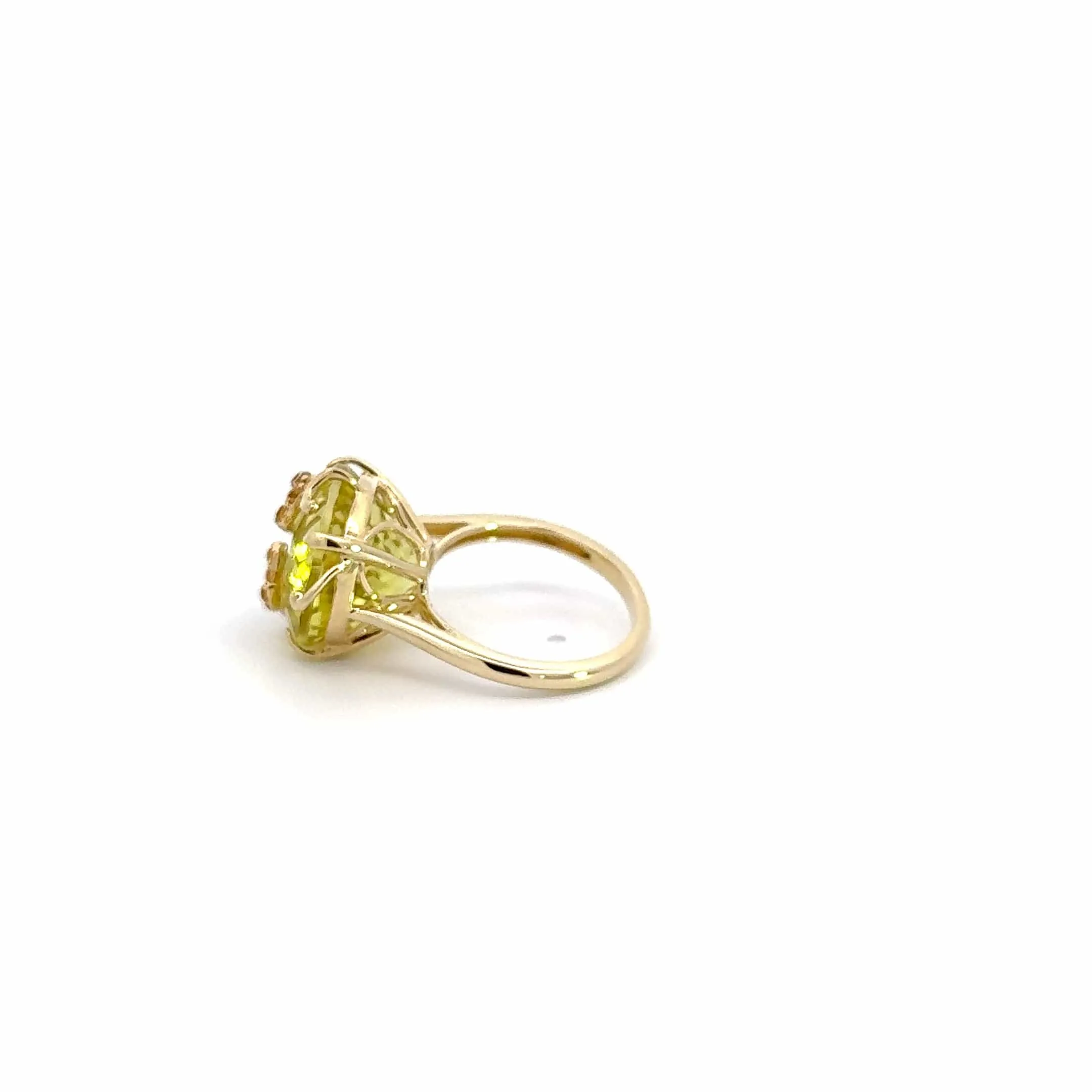 Baikalla™ 14k Yellow Gold Natural Peridot AAA & Citrine Ring