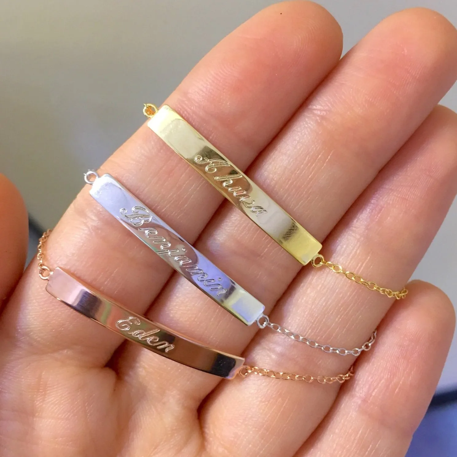 Bar Engraved Nameplate Bracelet