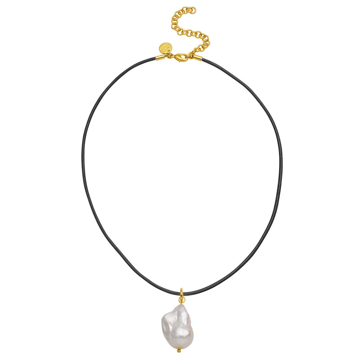 Baroque Pearl Leather Cord Necklace