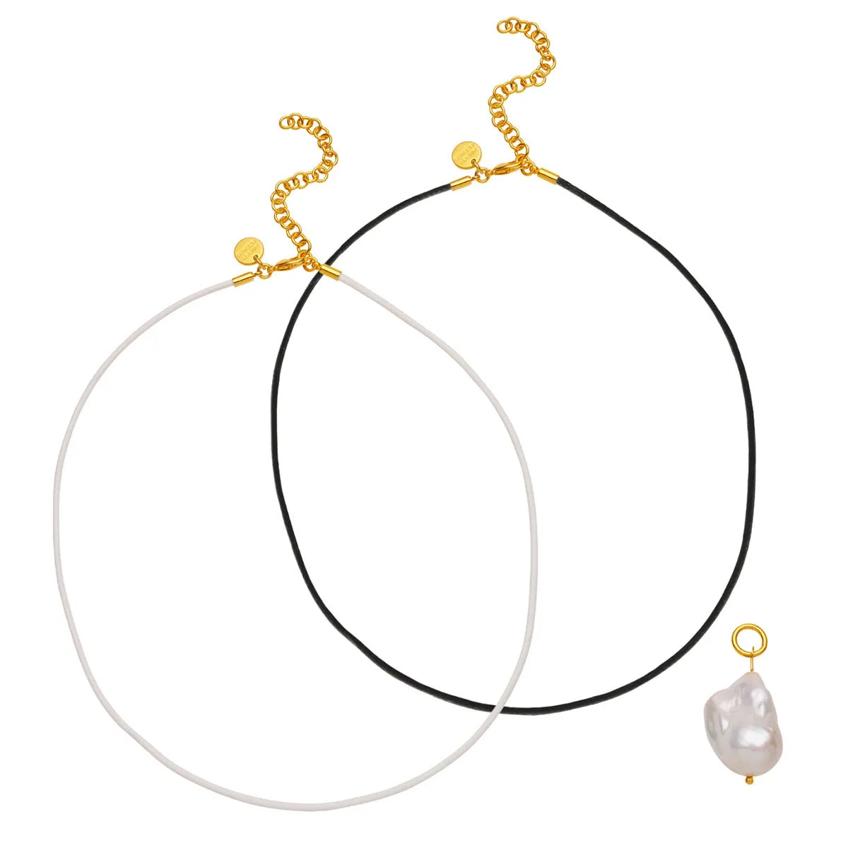 Baroque Pearl Leather Cord Necklace