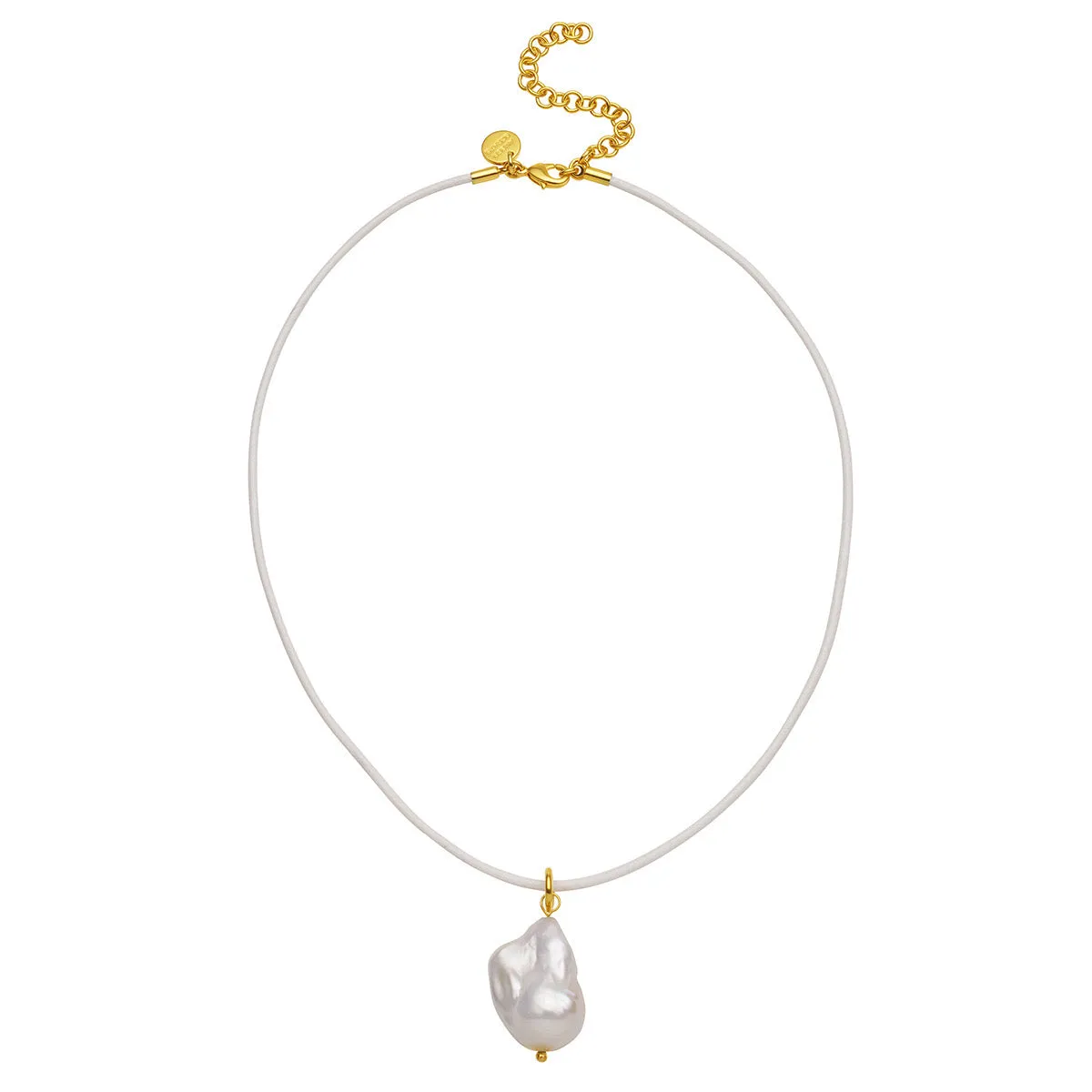 Baroque Pearl Leather Cord Necklace