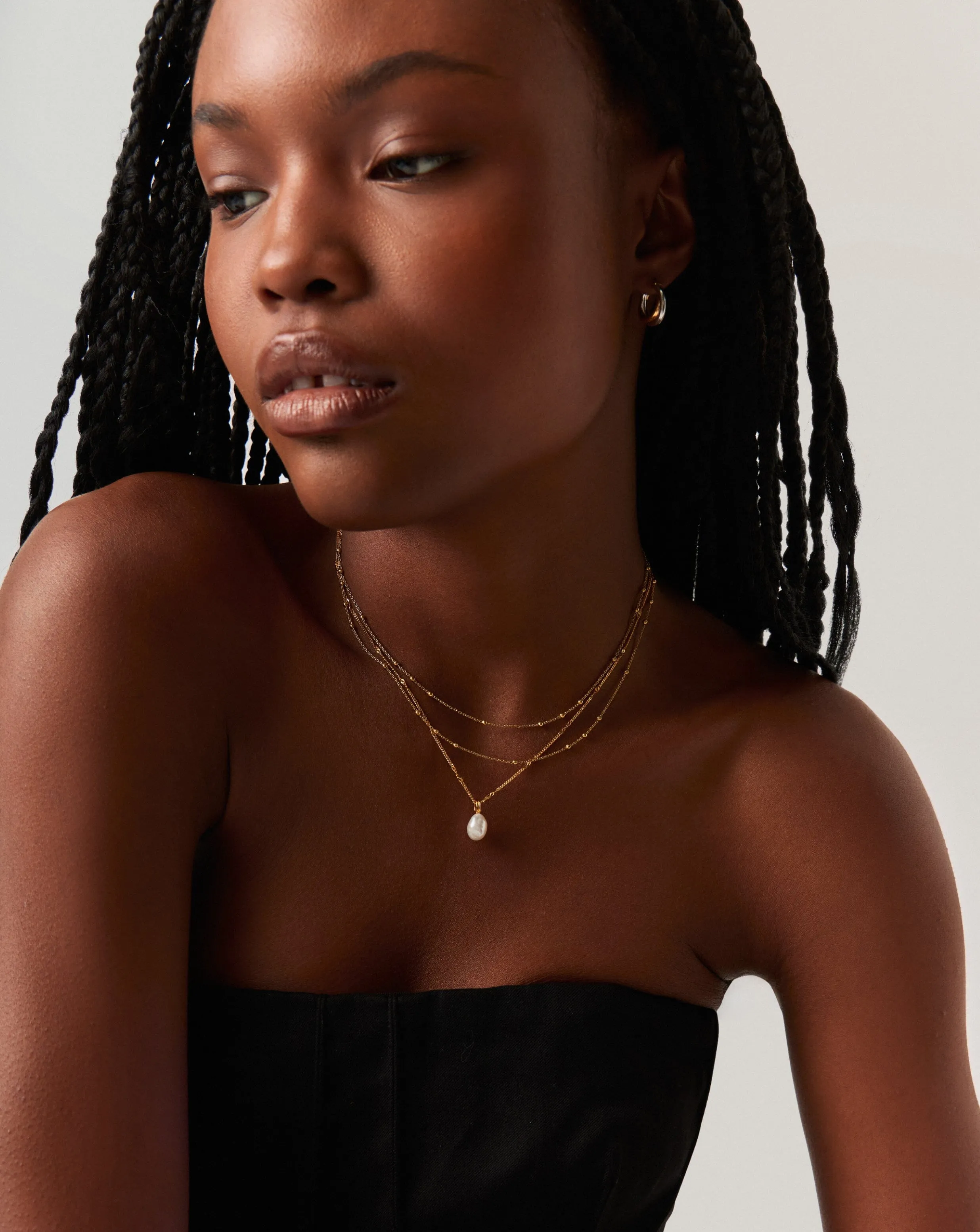 Baroque Pearl Twisted Chain Necklace | 18ct Gold Vermeil/Pearl