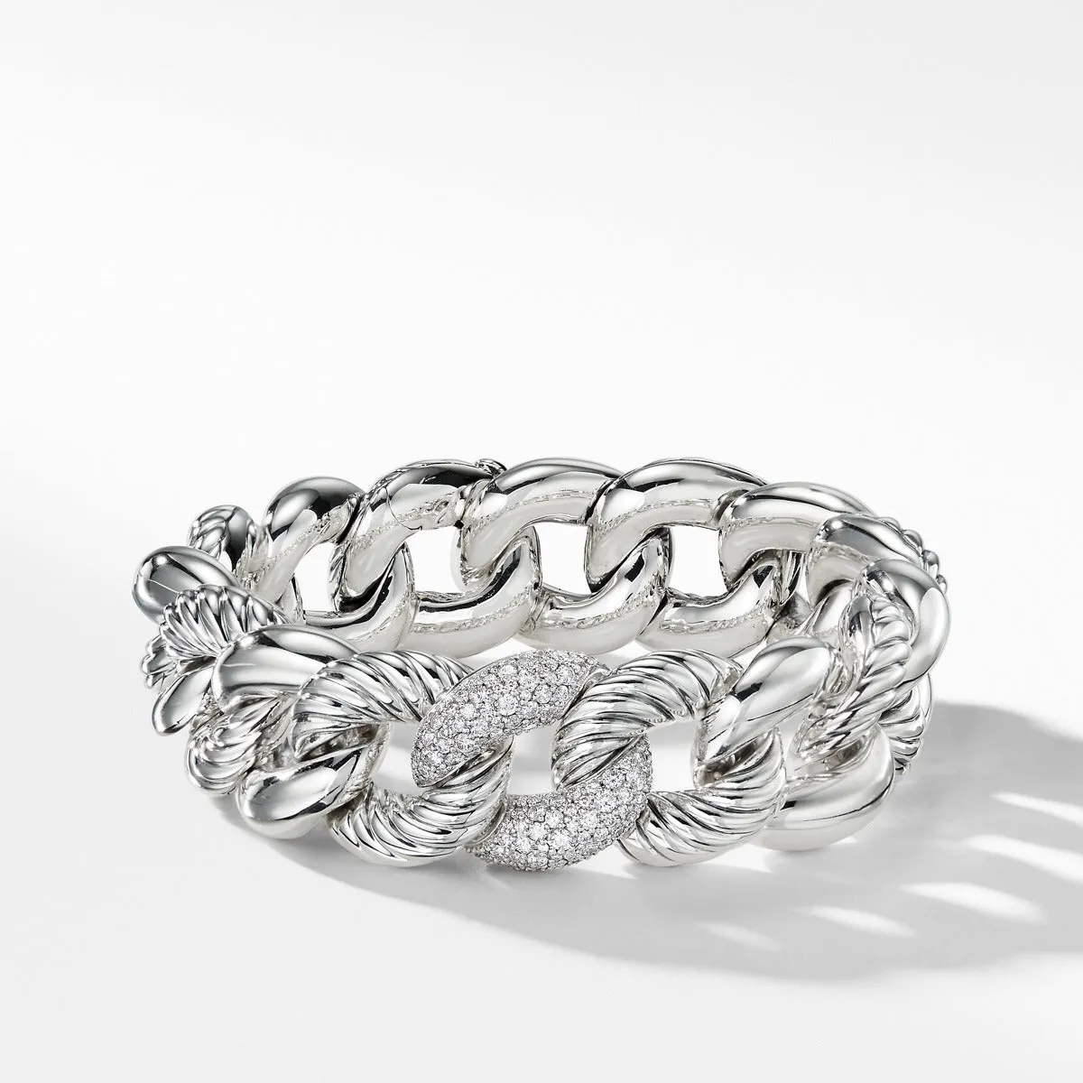 Belmont Curb Link Bracelet with Diamonds, 18mm