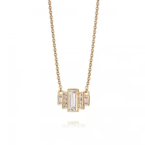Beloved White Topaz Baguette 18ct Gold Plated Necklace JN04_GP