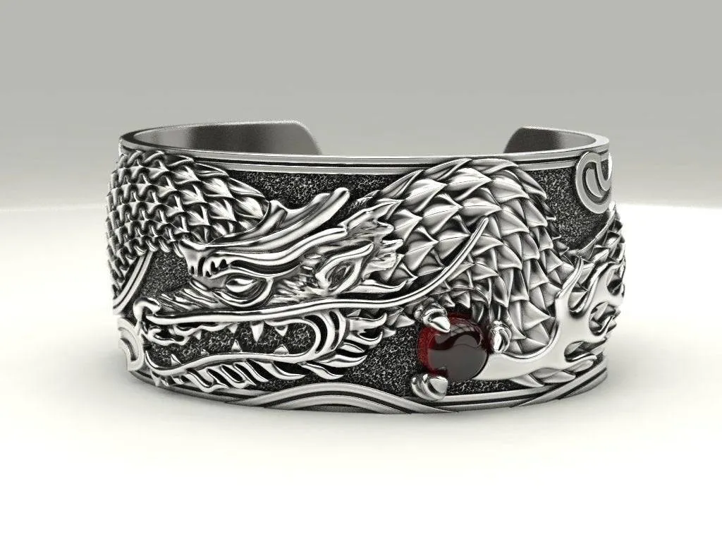 Birthstone Dragon Bracelet *1.90 Carat With 10k/14k/18k White, Yellow Rose Green Gold, Gold Plated & Silver* Animal Mythical Chinese Zodiac