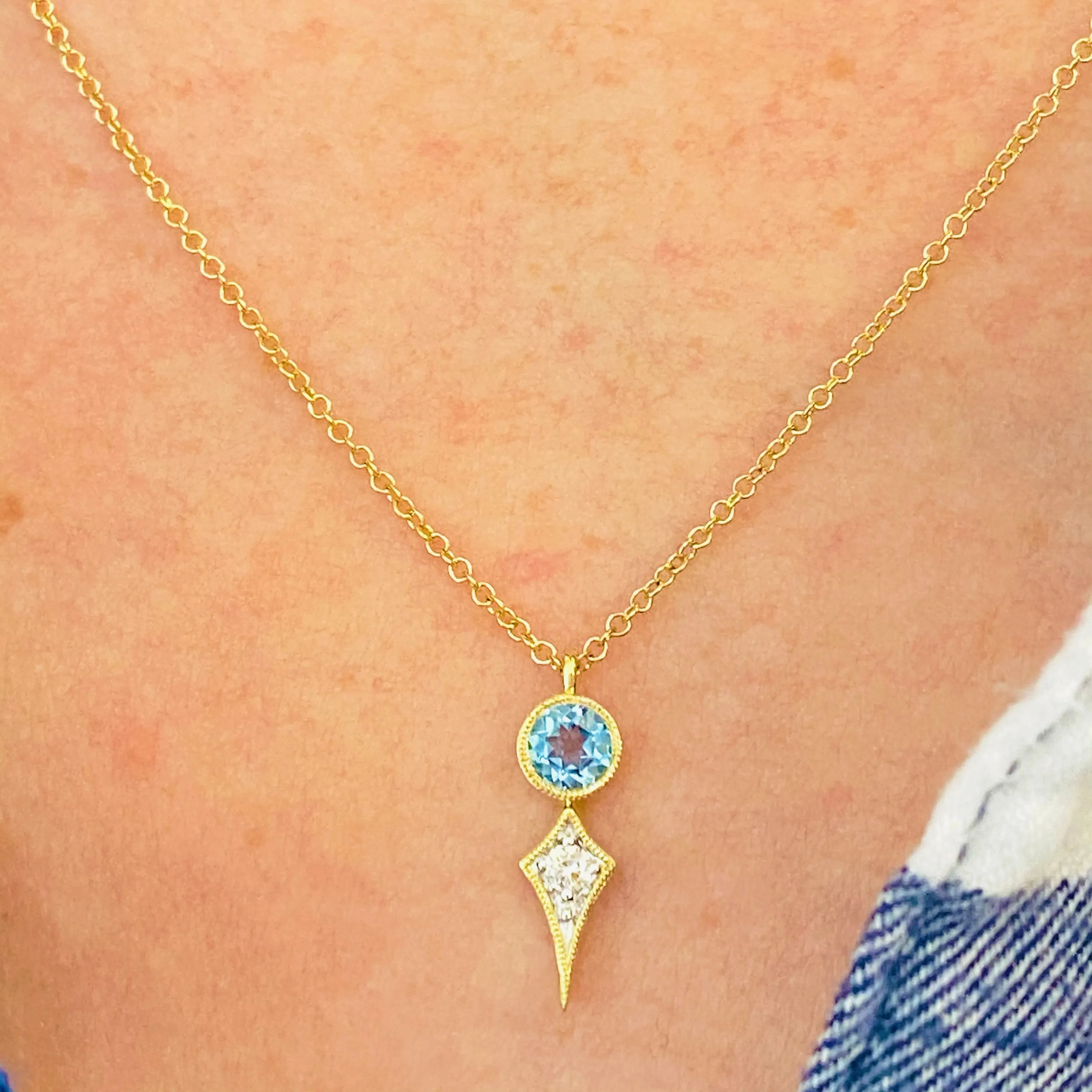 Blue Topaz & Diamond Necklace