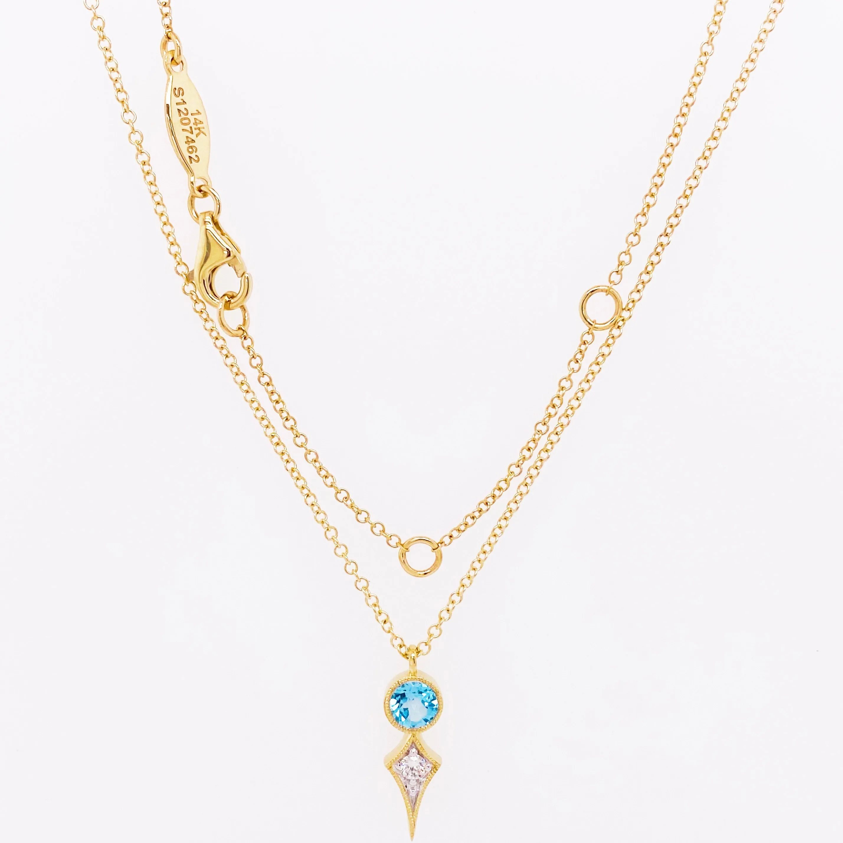 Blue Topaz & Diamond Necklace