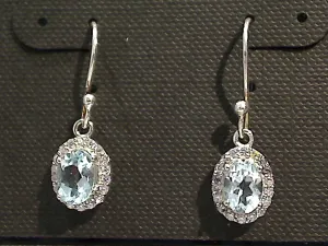 Blue Topaz, CZ, Sterling Silver Earrings