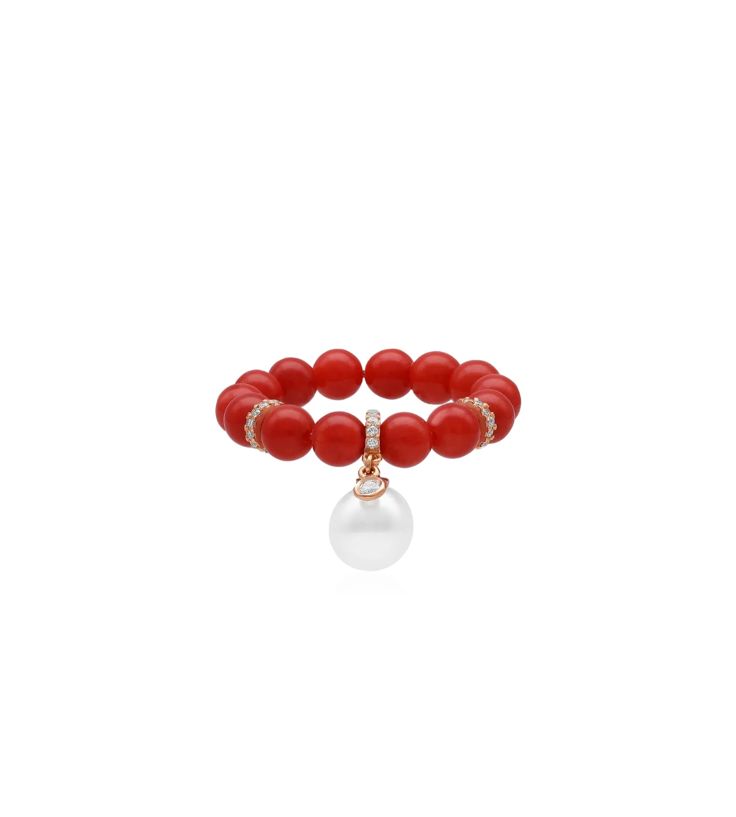 Bonbon perlée coral ring