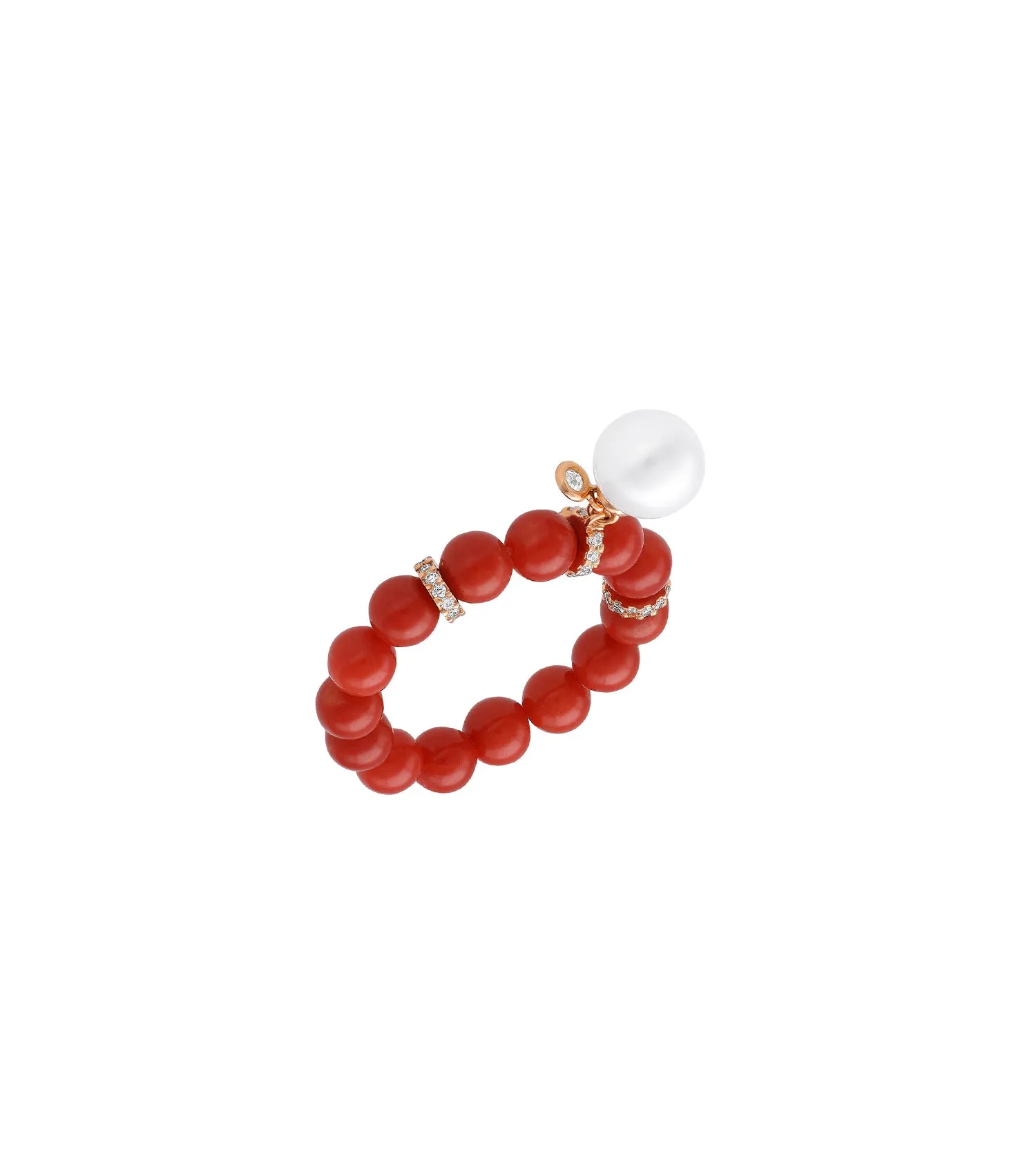 Bonbon perlée coral ring