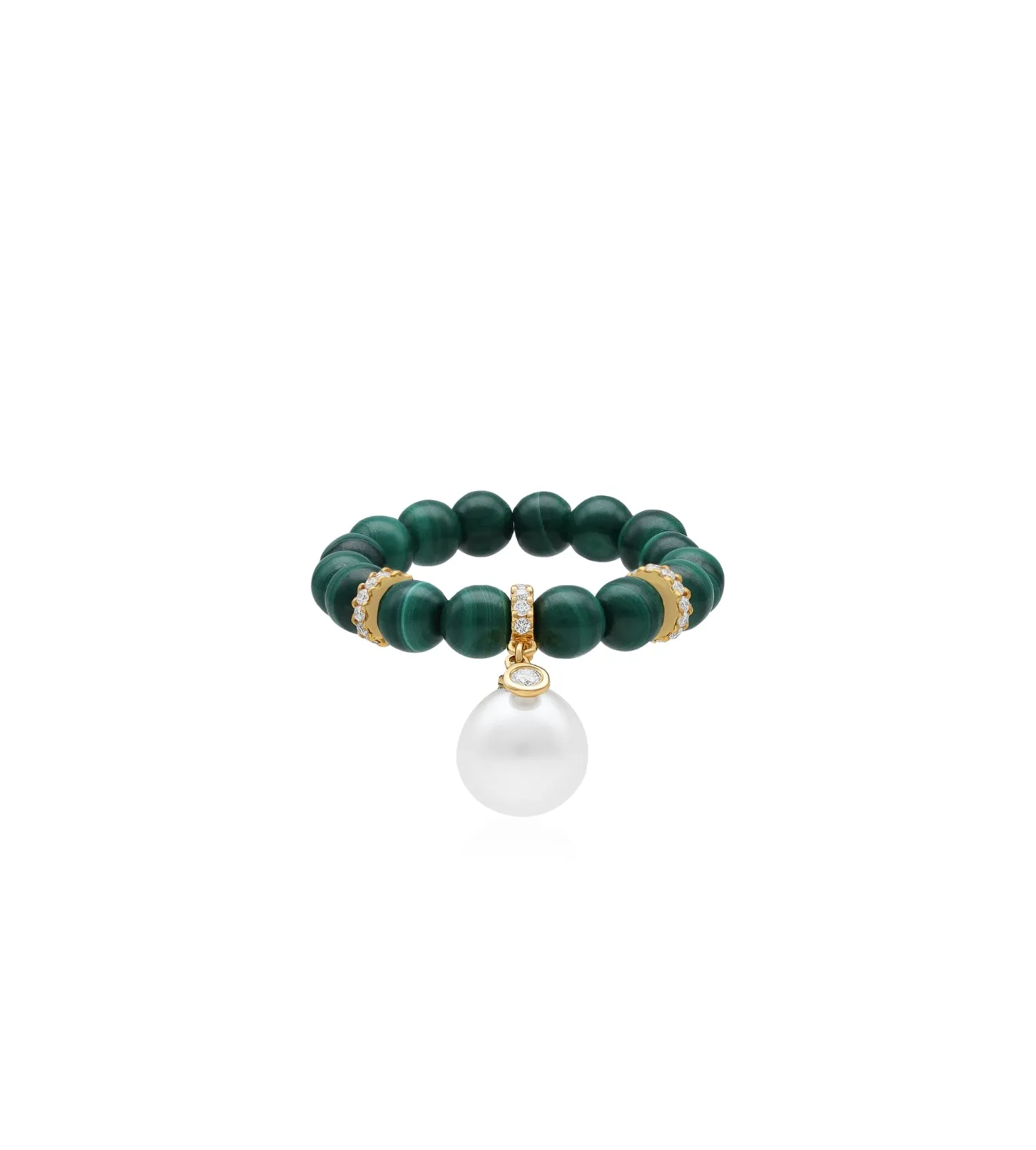 Bonbon perlée malachite ring