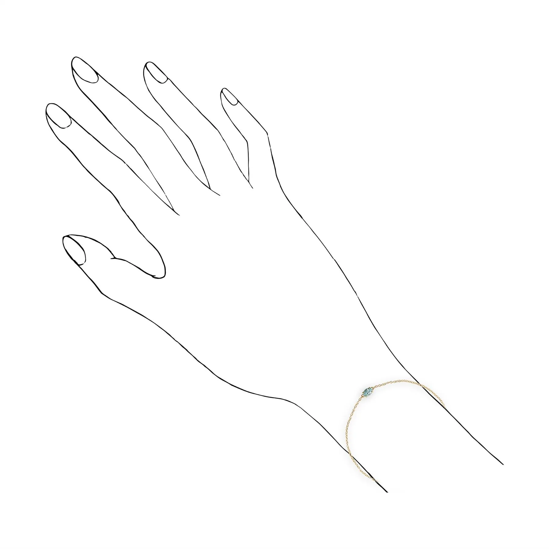 Bracelet Classique Or Jaune 375 Aigue-Marine Ovale