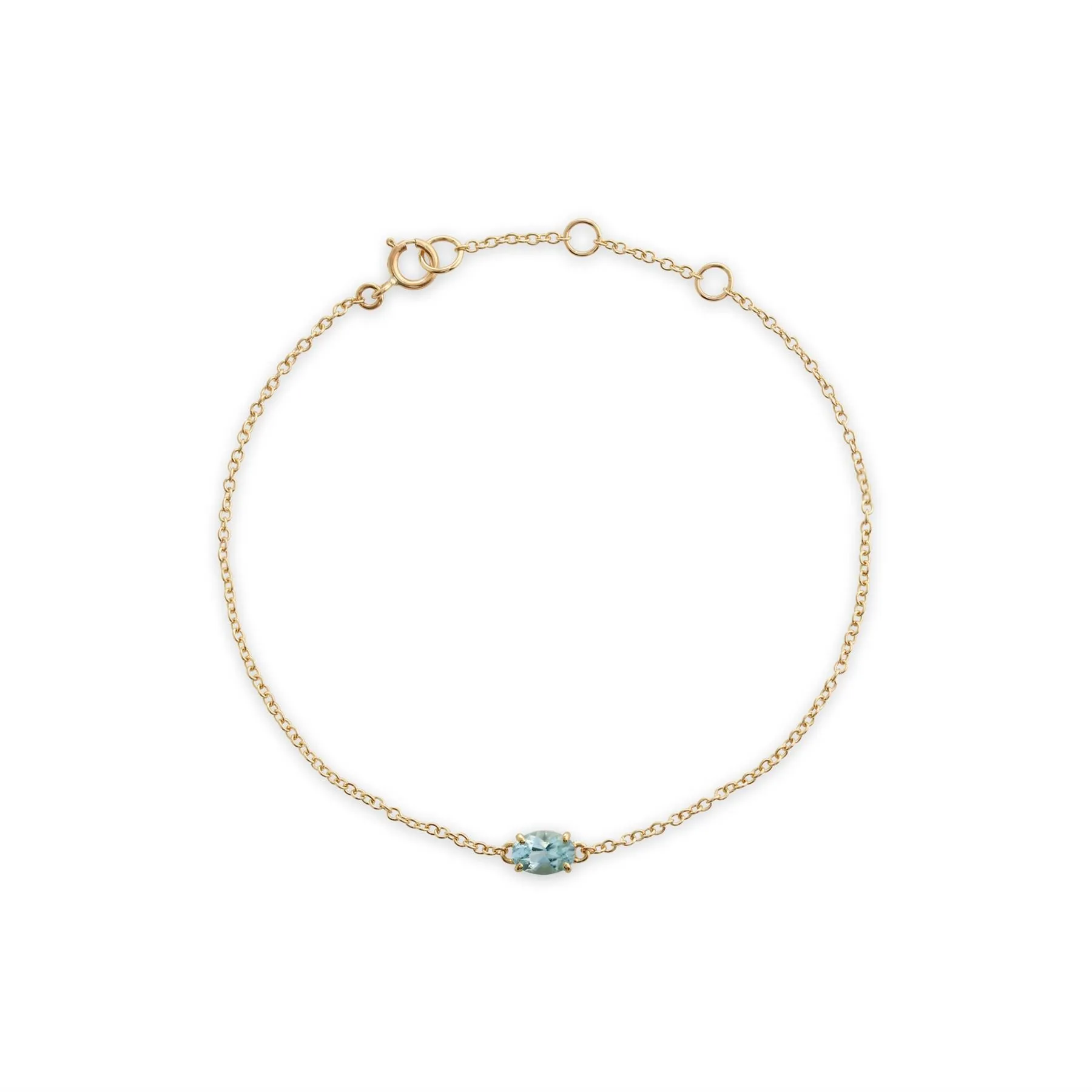 Bracelet Classique Or Jaune 375 Aigue-Marine Ovale