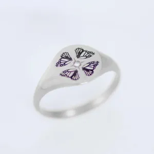 Butterfly Wings signet ring silver