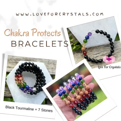 Chakra Protects Remedy Bracelet (Black Tourmaline Faceted with 7 Stones)