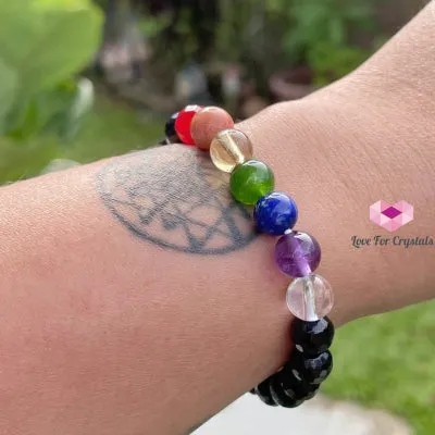 Chakra Protects Remedy Bracelet (Black Tourmaline Faceted with 7 Stones)