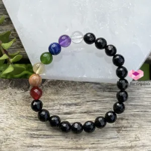 Chakra Protects Remedy Bracelet (Black Tourmaline Faceted with 7 Stones)