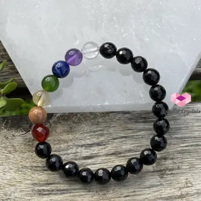 Chakra Protects Remedy Bracelet (Black Tourmaline Faceted with 7 Stones)